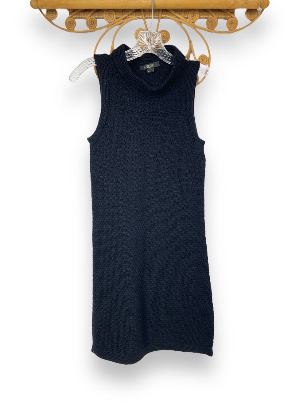 Weekend Max Mara Wool Knit Sleeveless mock neck dress Black S
